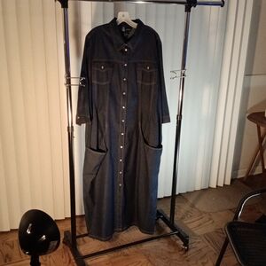 Denim/Jean Button down Dress w/pockets on side.